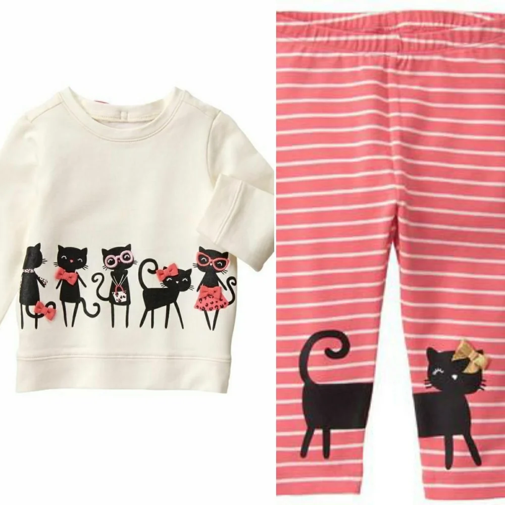 Gymboree Kitty in Pink Crew Sweatshirt & Legging